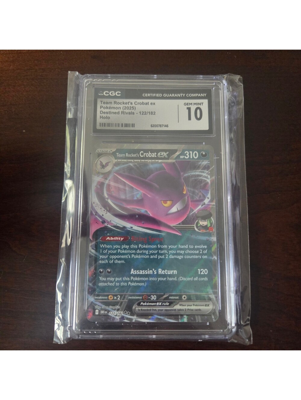 CGC 10 Team Rocket's Crobat ex 122 182 Rivals 2025 Holo Card